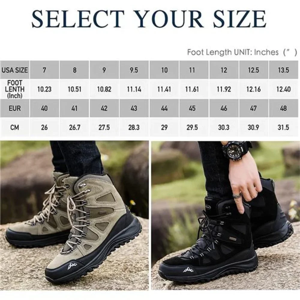 Men's Winter Waterproof Snow Hiking Boots Non Slip Trekking Outdoor Riding Boots